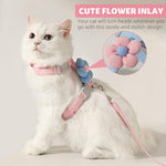 HASTHIP® Cat Harness with Leash for Kittens with Quick Release Buckle, Escape-Proof Cute Flower Cat Belt for Outdoor Walking & Travel (S, Chest 25-41cm, Neck 20-30cm)
