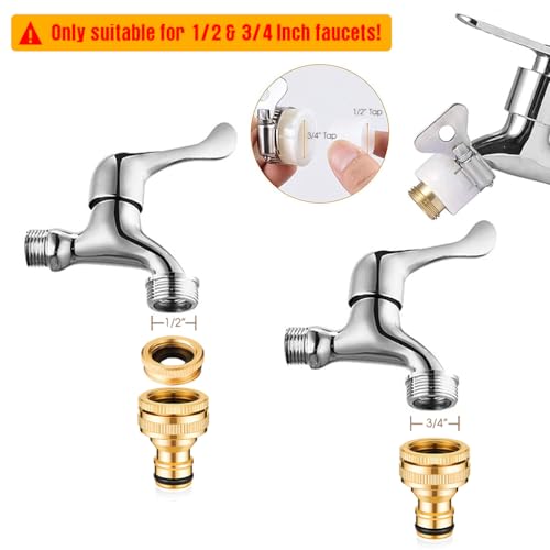 HASTHIP® 12PCS Tap Connector Brass Pipe for Garden Hose Quick Connectors 1/2 3/4 Inch Faucet Adapter Sets Bathroom Kitchen Outdoors