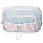 HASTHIP® Partideal Large Capacity Pencil Case with 4 Compartments, Aesthetic School Pencil Pouch for Girls Teenagers, Cute Zipper Pen Organizer for Office, Blue