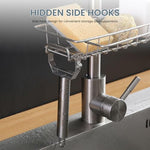 HASTHIP® BrandName Kitchen Sink Caddy Organizer – Large Detachable Stainless Steel Faucet Rack, Hanging Sponge Holder for Drainage, Soap, Scrubbers, Kitchen & Bathroom (15x17cm)