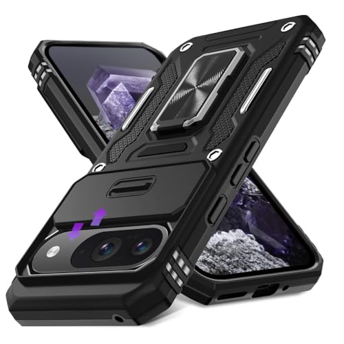 HASTHIP® Phone Case for Google Pixel 9 Pro XLSleek Magnetic Phone Case with Kickstand Phone Ring Compatible with Magnetic Phone Holder Shockproof Phone Case forGoogle Pixel 9 Pro XL