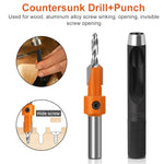 HASTHIP® 10Pcs Wood Countersink Drill Bit Set, with 5Pcs Extra Pilot Drill Bit,5/16" Round Shank, Hex Key Wrench, Counter Sinker for Woodworking, 5 Sizes 2.8X10, 3.0X10, 3.2X10, 3.5X10, 4.0X10