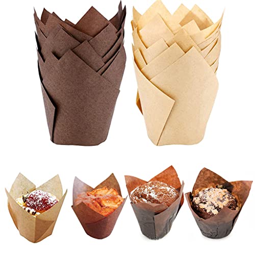 HASTHIP® 100Pcs Cupcake Liner, 5cm Diameter Tulip Cupcake Paper Cups