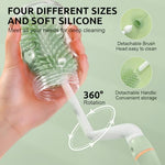 HASTHIP® 4pcs Silicone Baby Bottle Brush Set with Stand,Rotatable Cleaning Brush,Straw Soother Multipurpose Dishwasher Safe Bottle Cleaner for Cups Mugs Glassware