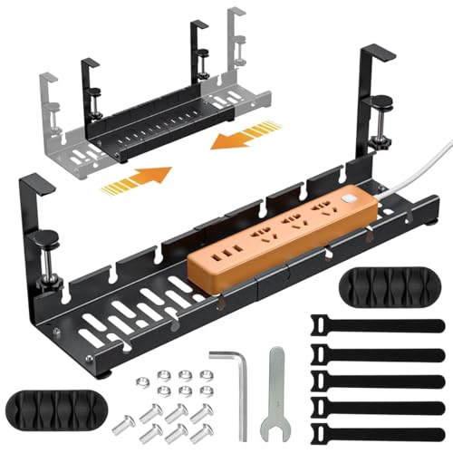 HASTHIP® Bandeja de gestión cables debajo del escritorio sin taladro