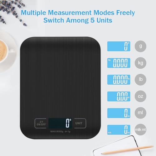 HASTHIP® LCD Kitchen Scale 10kg/1g Precision Digital Scale with Measuring Bowl & Stainless Steel Tray, USB Rechargeable, Clear Backlit Display, Switchable Units, Ideal for Baking & Cooking