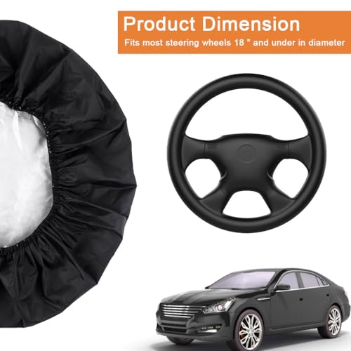 HASTHIP® Funda para Volante de Coche con Protección Solar, Cubierta Reflectante de Tela Plateada para Bloquear Calor y Rayos UV, Universal 42cm Compatible con Autos, Camiones y SUV, Antipolv