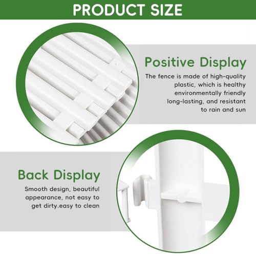 HASTHIP® 18PCS Garden Fence Outdoor Border 50x30cm Connectable Plant Partition Fences Decorative White PVC Decor for Flower Bed Green House Porch
