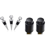 HASTHIP Wine Bottle Stopper Combo for Wine and Champagne with 5 PCS Vacuum Sealers | Reusable Saver Keeps Drinks Fresh