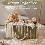 HASTHIP® BabyCaddy Baby Diaper Caddy Organizer, Portable Nursery Storage Basket with 3 Compartments, Soft Felt Handbag, Large Capacity Diaper Bag for Baby Essentials, Travel & Home Nursery Organizer,