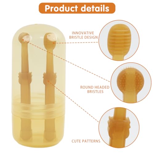 HASTHIP® 2 Pack Dog Toothbrush with Tongue Scraper, Soft Silicone Pet Dental Brush for Dogs, Puppies, Cats