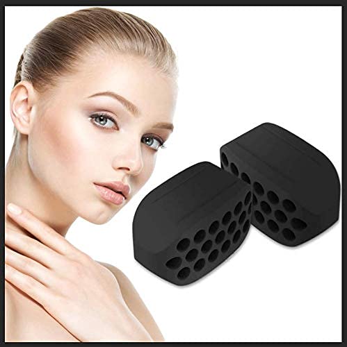 MAYCREATE Jawline Exerciser, jaw exerciser for Women & Men, Jaw Trainer Jawline shaper jaw Workout, Double Chin Reducer, Face Slimmer and Neck Toning, Define Your Jawline (Black, Pack of 2)
