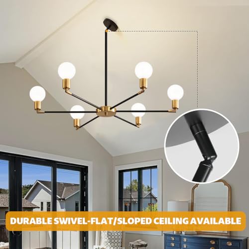 HASTHIP® BrandName 6-Light Modern Swivel Ceiling Light Fixture, Retro Industrial Geometric Metal Flush Mount for Living Room, E27 Base, Bulb Not Included