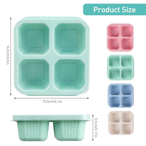 HASTHIP® 4 Pack Snack Containers, Divided Bento Snack Box, 4 Compartments Reusable Meal Prep Lunch Containers for Kids Adults, Food Storage Containers for School Work Travel