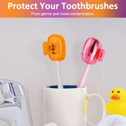 HASTHIP® 4 Pack Toothbrush Head Cover Caps – Travel Toothbrush Protector,Universal Hygiene Dustproof Clip for Manual & Electric,Protective Case for Home Camping Kids