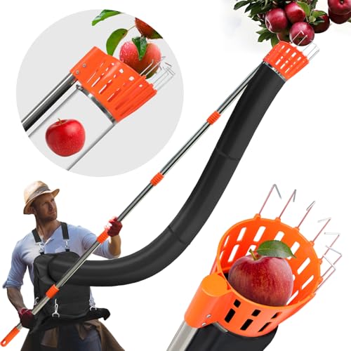 HASTHIP® 13Ft Assembly Fruit Picker with Transfer Channel & One-piece Wearable Fruit Bag Extented Long Handle Fruit Picker New No-drop Fruit Picker Fruit Harvesting Tool for Apple, Mango
