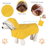 HASTHIP® Dog Rain Coat, Monsoon-Proof Waterproof Design with Clear Wide Brim Hood, Reflective Rim & Adjustable Elastic Leg/Belly Straps, Lightweight Anti-Wind Coat for Large Breeds, Outdoor Hikes