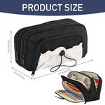 HASTHIP® Pencil Case for Students, 3-Layer Zipper Pouch Large Capacity Stationery Organizer, Soft Fabric Multi-Compartment Bag for School Boys and Girls, 21x13x10cm