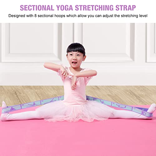 HASTHIP® Yoga Belt for All People, 8 Loops Stretching Strap with Printed Positions, Multi-Purpose Elastic Resistance Band for Yoga, 85*4 Cm, Fitness, Rehabilitation, Ankle Joint & Ligament Training