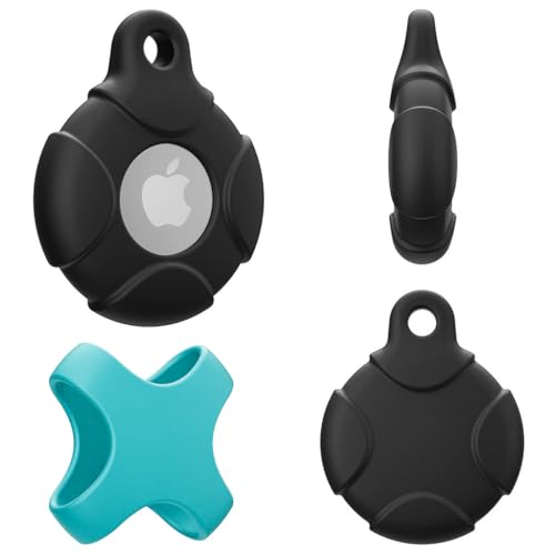 HASTHIP® 2 Pack Silicone Case for Apple AirTag with Keychain Ring, Waterproof Anti-Scratch Shockproof Full Protection Tracker Cover Compatible with AirTagsfor Pets, Keys, Luggage, Backpacks