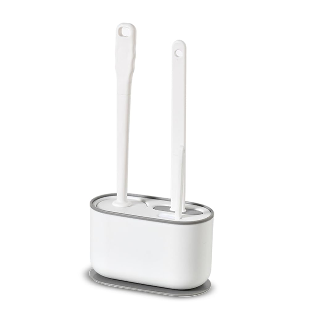 HASTHIP Toilet Brush Kit for Bathroom Cleaning with 3 in 1 Design and Non Abrasive TPR Bristles