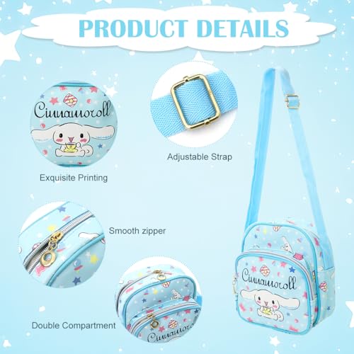HASTHIP® Cinnamoroll Crossbody Bag for Girls Kawaii Cinnamoroll Shoulder Bag Small PU Sling Bag with Removable Shoulder Strap Crossbody Bag Christmas Gift for Girls Birdthday Gift, 18x10x20cm