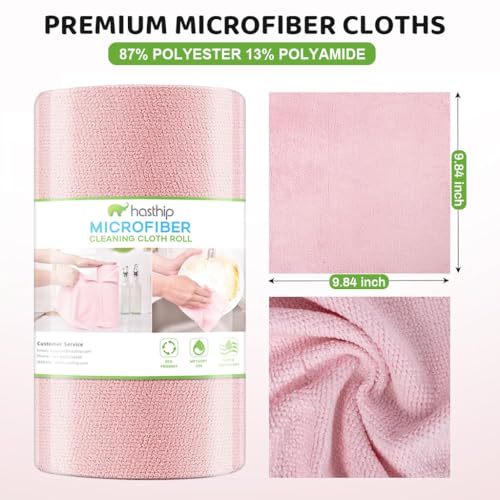 HASTHIP® 50 Pack Microfiber Cleaning Cloth Pre-Cut Tear Away Roll Wipes Dusting Highly Absorbent Reusable Multipurpose 25x25cm 3 PCS