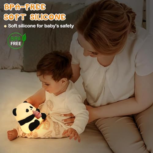 HASTHIP® Night Light For Kids, Cute Panda Night Light, Food Grade Silicone 3 Level Dimmable Breastfeeding Nursery Nightlight for Room Decor, With Timing Switch, Cute Gifts Stuff for Boys Girls