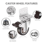HASTHIP® 1 Inch L-Shaped Caster Wheels Set of 8, 360° Swivel TPE Rubber Casters with Ball Bearings, 400LBS Load, Silent No Mark Side Mount for Furniture, Baby Bed, Cart, Shelves, DIY, Black