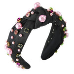HASTHIP® Diadema Mujer Nudo Perlas Cristal Elegante Banda Ancha Moda Accesorio Cabello Fiesta Regalos Negras