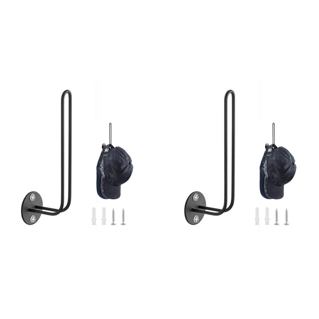 HASTHIP Wall Hat Organizer for Door or Closet with Screw Mount and Metal L Shape | Set of 2 for 10 Caps