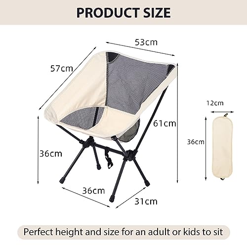 HASTHIP® Portable Chairs for Travelling, Camping with Carry Bag 600D Oxford Cloth Chair for Garden, Balcony, Outdoor Camping Folding Chair for Travel Small Foldable Chair Supports (300 Lbs) - White