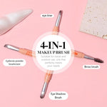 HASTHIP® BrandName 4 in 1 Makeup Brush Set, Mini Travel Makeup Brushes, Portable Stackable Eyebrow, Powder, Eyeshadow, Lip Brushes for Foundation, Blush, Concealer, Highlighter, Compact Multi-Function