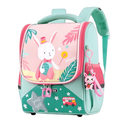 HASTHIP® BrandName Toddler Girls Backpack Cartoon Bunny, Waterproof Nylon Preschool Bag, Padded Strap Kindergarten Bookbag for Kids 3-5 Years, Lightweight Travel School Pack
