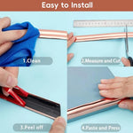 HASTHIP® 1 Roll Rose Gold Wall Molding Trim Apply in Table Edge Door Frame Baseboard Corner Guards Caulk Strip 9.84ft x 0.78in 3PCS