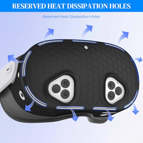 HASTHIP® Skin Cover for Meta Quest 3S VR Headset Anti-Scratch Silicone Cover Anti-Slip Honeycomb Pattern Design Snug Fit Protective VR Headset Accessories, Only Cover