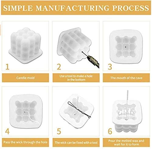 HASTHIP Candle Mould for DIY Candle Making with 50 Wicks and 2 Wick Holders | Food Grade Silicone Cube Mold