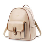 HASTHIP® Women Backpack, Fashion PU Leather Shoulder Bag, Travel Daypack with Handle, Contrast Color Zipper, Lightweight Casual School and Commuting Backpack for Women Girls