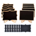 HASTHIP® 10Pcs Small Chalkboard Sign with Wooden Stands, 2 Designs, Fancy Wooden Frame Writable Mini Chalkboard Displaying Boards with 10 Replacement Writing Stickers, 10x7.5cm