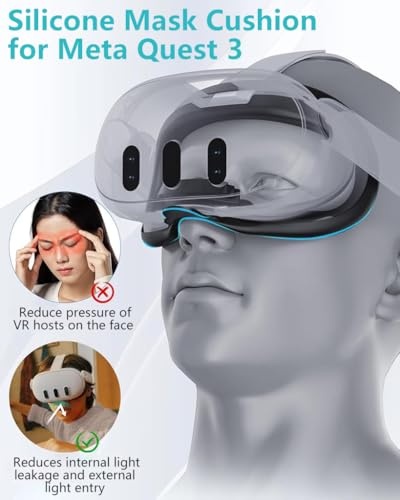 HASTHIP® Silicone Face Pad Cover for Meta Quest 3S, Anti-Light Leak VR Facial Interface Cushion, Soft Washable Face Mask for Oculus/Meta Quest 3 Accessories