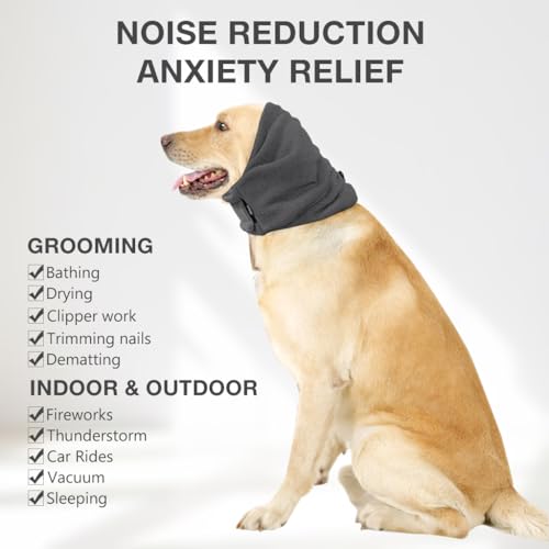 HASTHIP® Dog Ear Muffs, Breathable Pet Headgear, Outdoor Dust Dog Hoodie Head Cover, Four Season Universal Dog Ear Protection Cover Dog Hat Headgear Soothing Ear Protector Muff (Head Circle: 35-48cm)