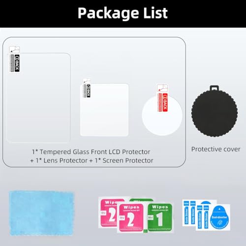 HASTHIP® 5PCS Screen Protectors Set for DJI Osmo Action 5 Pro, HD Screen Protectors with Silicone Lens Cover, HD Anti-glare Tempered Glass Screen Protectors for Front Screen, Back Screen, Camera Lens