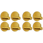 HASTHIP® 4PCS Self Adhesive Wall Hooks Golden Stainless Steel Utility 0.5 Inch Round Rust-Proof Waterproof for Bathroom Kitchen Bedroom Door Back Hanging Bags Hats Towels Keys