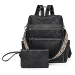 HASTHIP® [Brand Name] Women's Fashion PU Leather Backpack, Convertible Tote Shoulder Bag, Multi-Layer Casual Daypack, Travel Purse with Small Utility Handbag