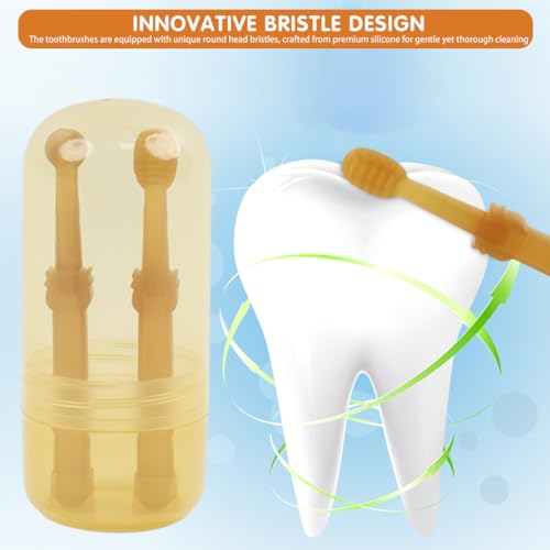 HASTHIP® 2 Pack Dog Toothbrush with Tongue Scraper, Soft Silicone Pet Dental Brush for Dogs, Puppies, Cats