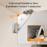 HASTHIP® 20Pcs Furniture Corner Connectors with 120Pcs Screws, Heavy Duty Stainless Steel Angle Corner Connectors Corner Brackets Metal Corner Braces for Wood Cabinets, Shelves, Furniture Assembly