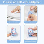 HASTHIP® 2 Pack Cartoon Toilet Seat Lifter Handle,Hygienic No-Touch Suction Cup Clip,Universal Toilet Cover Lifter for Bathroom Cute Seat Handle Lift Tool