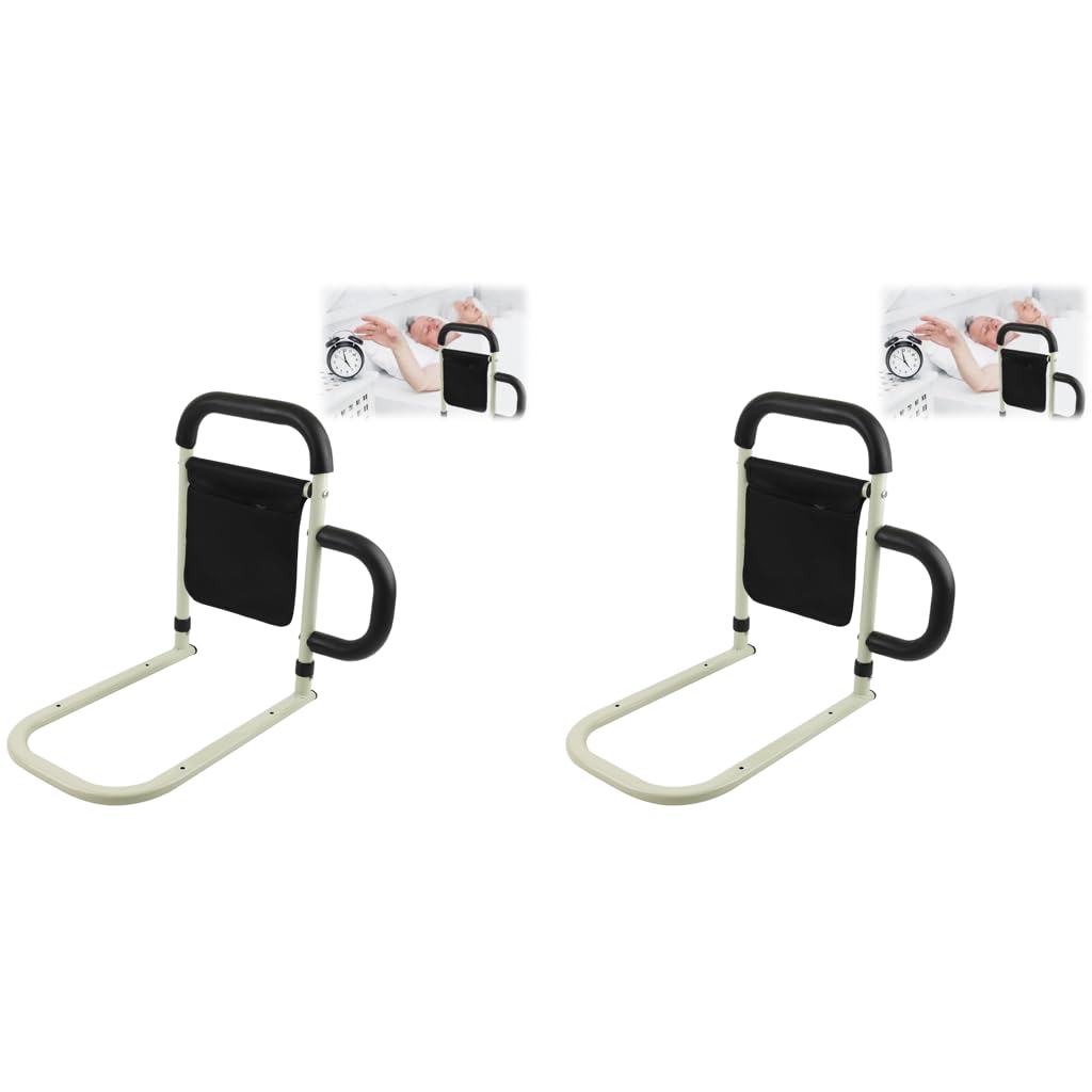 HASTHIP Bed Rail for Elderly Assistance featuring Anti Slip Handle and Wide Stable Base | 2 PCS Stainless Steel Support