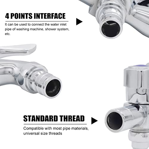 HASTHIP® 2 in 1 Brass Dual Tap for Washing Machine, Two Way Tap for Washing Machine, Washing Machine Taps with Wall Flange, Hrome-Plated Copper, for Bathroom/Kitchen (Silver) 3 PCS
