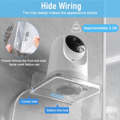 HASTHIP® 2pcs Acrylic Small Wall Mount Floating Shelf Camera Shelf Baby Monitor Holder Wall Mount Storage Shelf in Bathroom Bedroom Kitchen, Clear Mini Shelf Flexible Use for